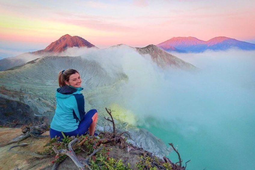 The view of Ijen Crater from the sunrise point