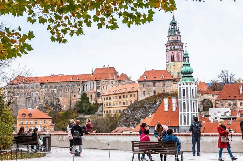 The colorful castle tower and the Church of St. Vitus are highlights of any city visit in Cesky Krumlov. 5