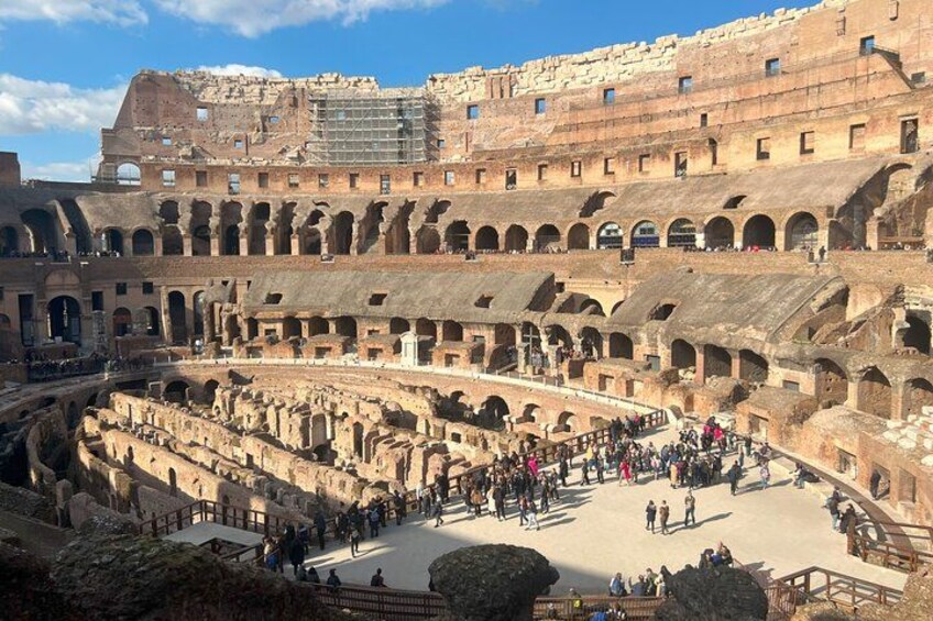 Look down on the Colosseum Arena from its outer tiers, and learn about the games that took place from your expert guide 2