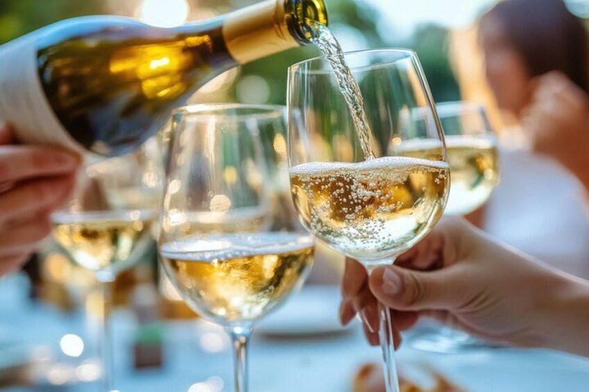 Une personne qui verse du vin dans un verre. 1