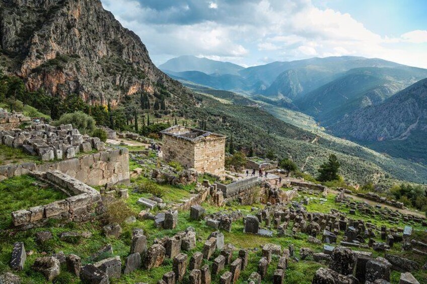 Delphi is nestled in the lush mountains of Mount Parnassus known as the Phaidriades Rocks and contains the sanctuary of Apollo as well as various other ancient buildings. 4