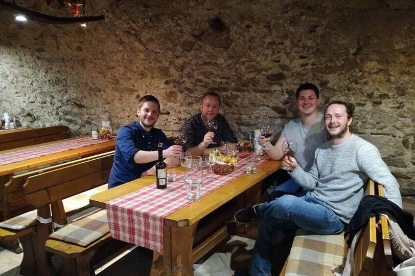 Wine tasting in old cellar 1