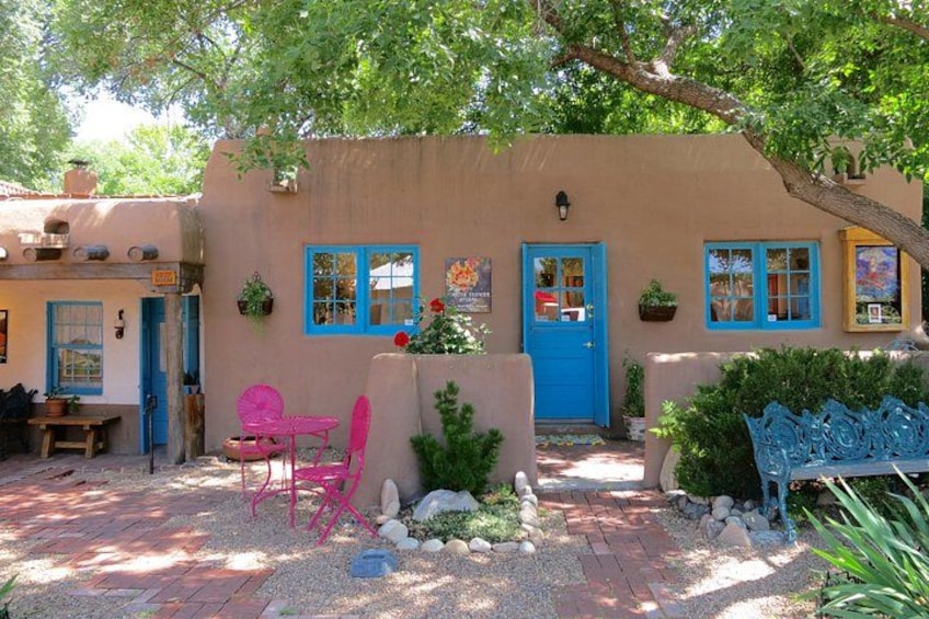 Canyon Road is known for its charm and adobe architecture. 4
