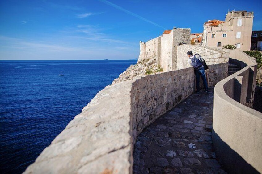 Striking contrast of the sea and the Old Walls of Dubrovnik.