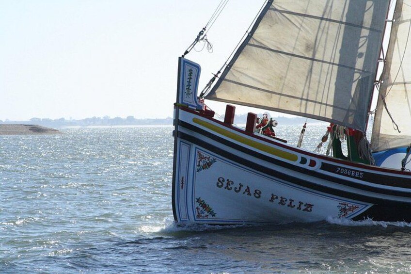 A sailboat named 'SEJA'S FELIZ' on the water. 3