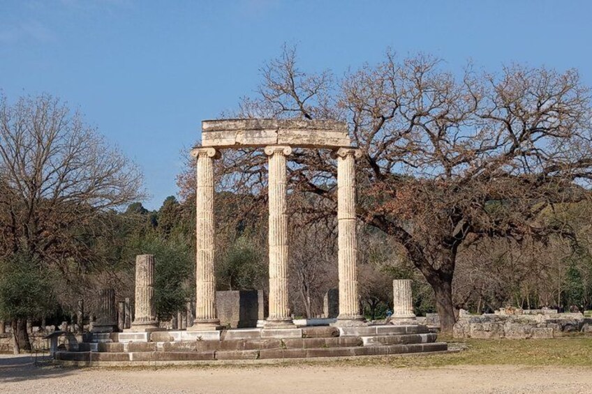 Ancient Greek columns in a park. 2