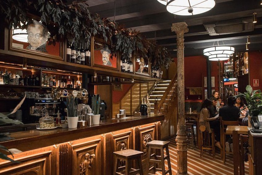Old-fashioned Castilian sherry bar creates a warm atmosphere for patrons. 2