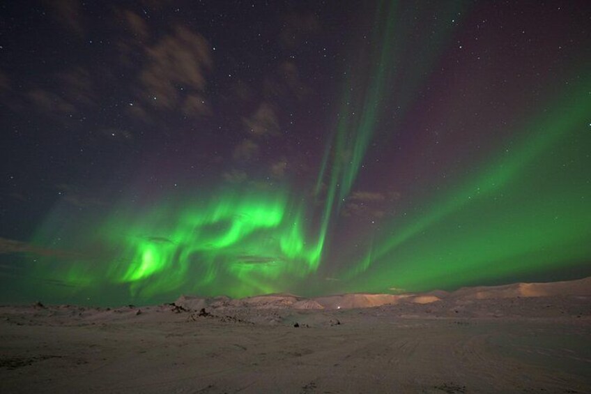 The Northern Lights over a snowy landscape. 5