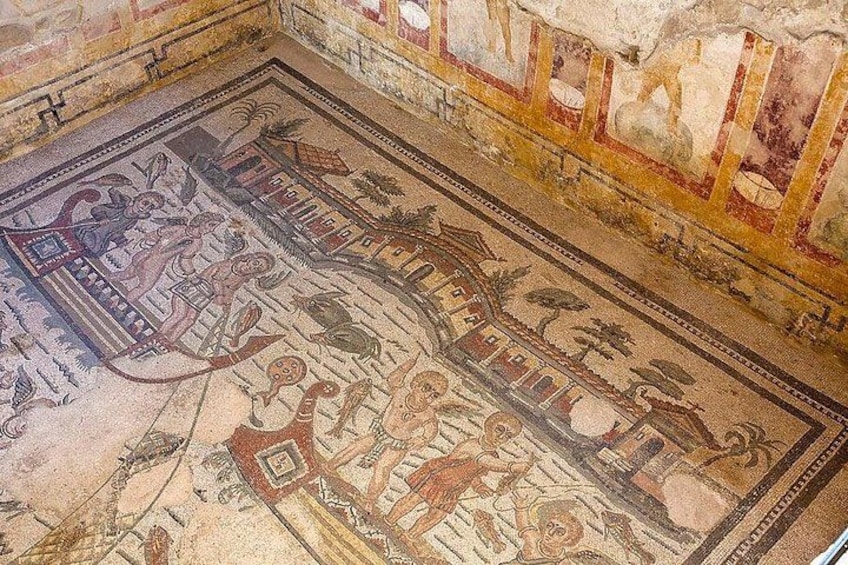 The beautiful mosaics at the Roman Villa 3