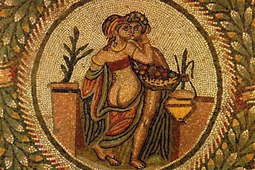 A detail of the mosaic at the Roman Villa 5