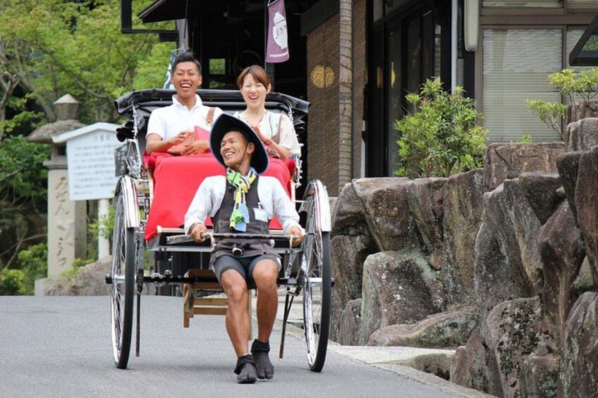 A traditional horse-drawn carriage with passengers. 3