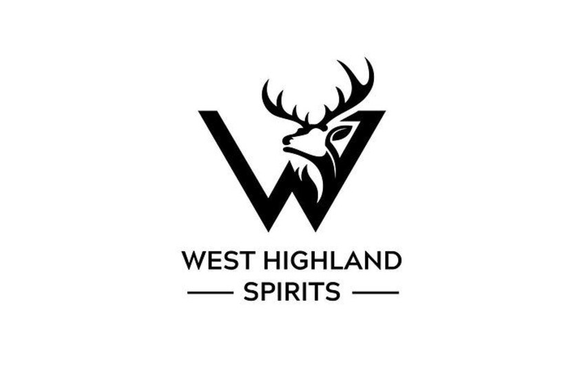Een logo met een gestileerd hertenhoofd en de tekst 'WEST HIGHLAND SPIRITS'. 3