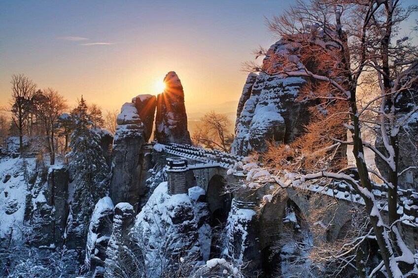 Bastei bridge in winter 2