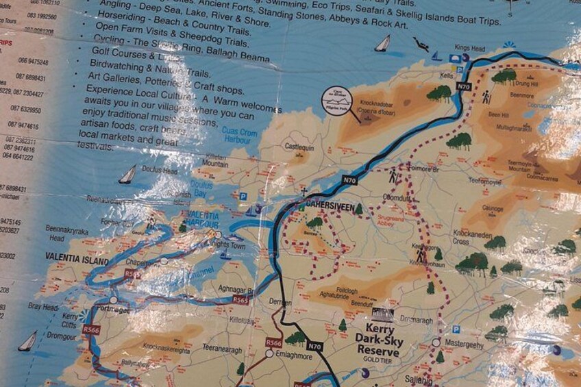 A map of a coastal region with various activities and landmarks. 4
