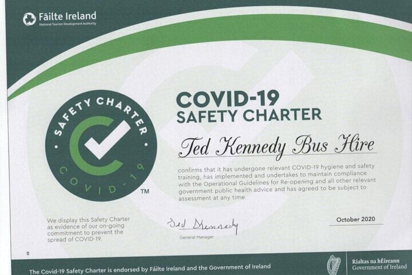 A COVID-19 safety charter for Ted Kennedy Bus Hire. 1