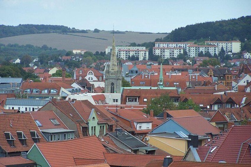 Blick vom Rande des Roeseschen Hölzchen über die Dächer um St.-Elisabeth in Richtung Osten, Credits: Metilsteiner