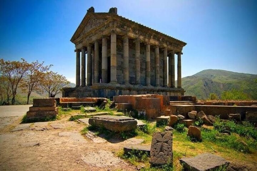 Ancient ruins with columns and stone blocks. 5