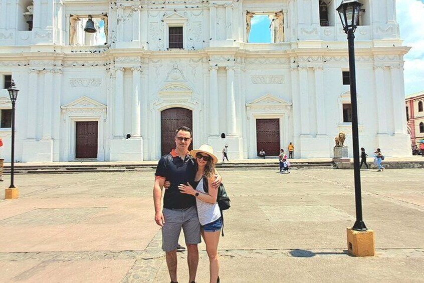 At central park by the cathedral of León
