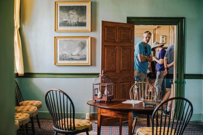 Visitors tour the Little Parlor in the mansion at Mount Vernon. 5