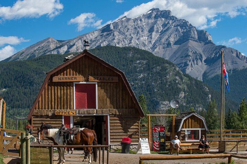 Meet at Warner Stables in Banff for your wagon or horseback ride 2