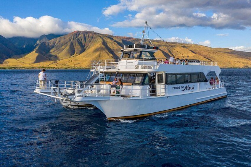 Maui's largest Maxi Power Catamaran operating at 60% of our Coast Guard capacity. Uncrowded, Unhurried, Unmatched 3