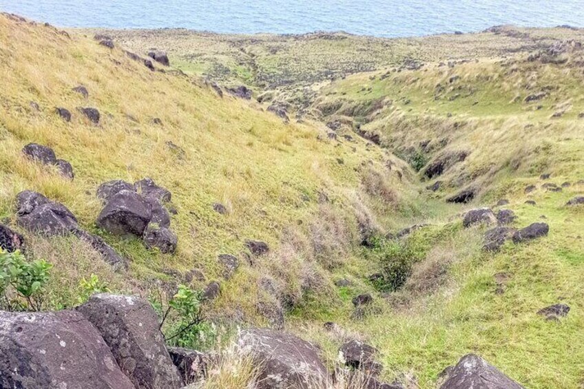 One of the many ancient ravines along the way.
