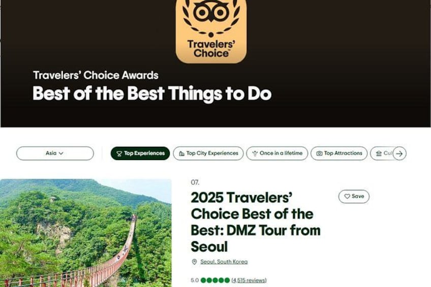 2026 Travelers’ Choice Best of the Best: DMZ Tour from Seoul 2