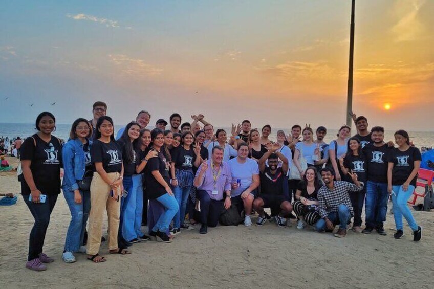 Tourist group at beach