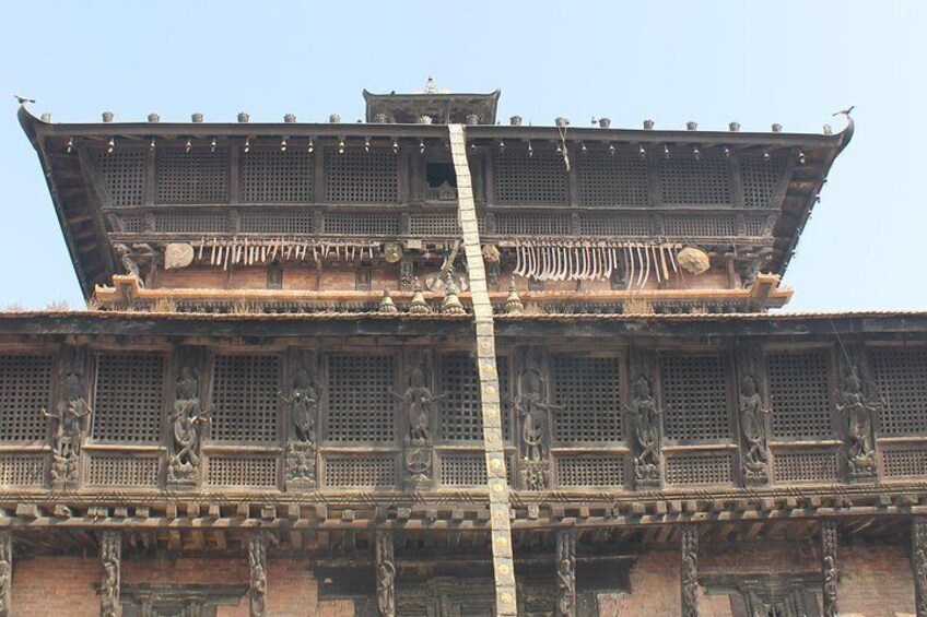 Hanging swords of king Prithivi Narayan Shah in Baag Bhairav Temple in Kirtipur Kirtipur. 