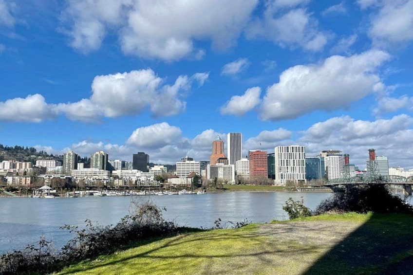Portland's Skyline from the famed Eastbank Esplanade Bike Path 2