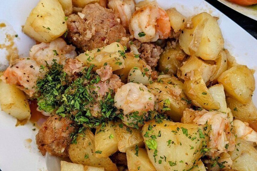 Potato, shrimp and sausage taps 2