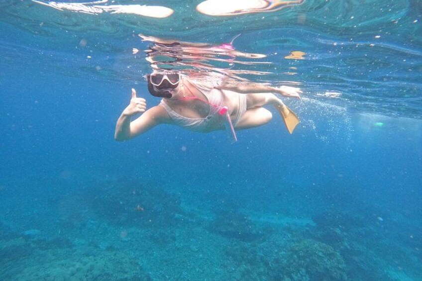 En person snorkler under vandet. 3