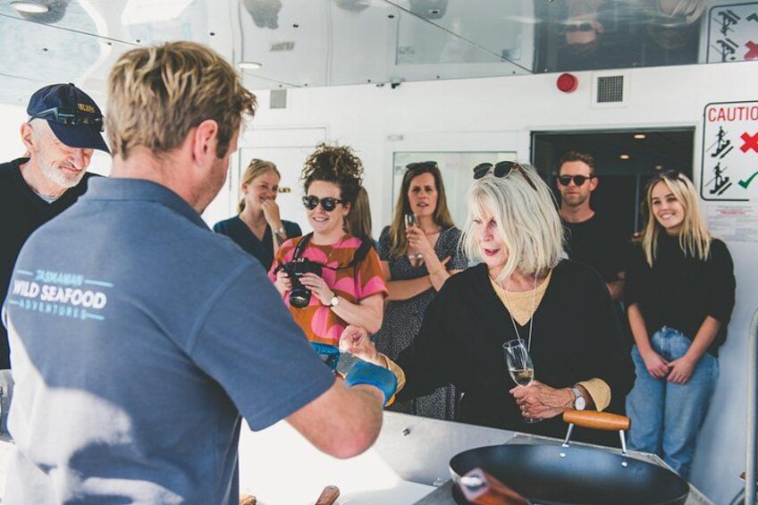 We have an interactive cook station where you will be able to sample a range of fresh Tasmanian seafood! 3