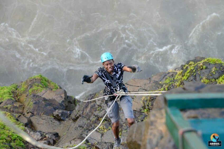 110m Victoria Falls Abseil with Falls & Bridge Views 3