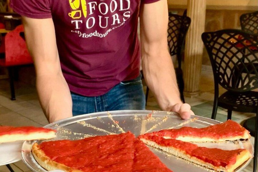 Serving tomato pie 1