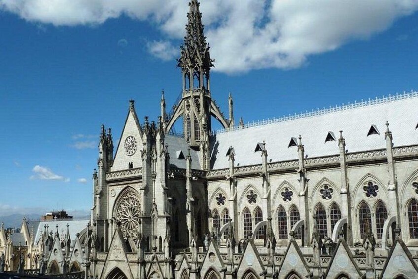 A Gothic cathedral with intricate spires and pointed arches. 5