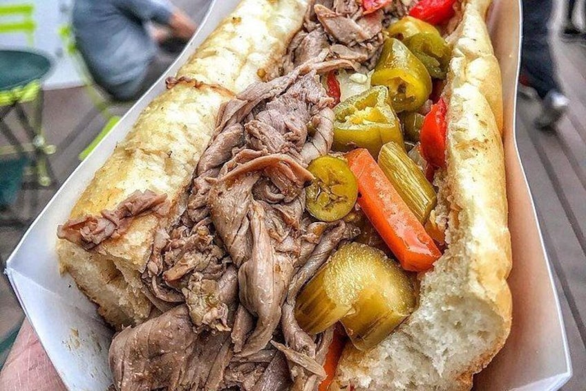 avor juicy Italian beef on fresh bread, dipped in savory au jus and topped with sweet or spicy peppers—a Chicago staple featured on our top-rated Chicago Food Tours & flavorful Chicago Culinary Tour! 3