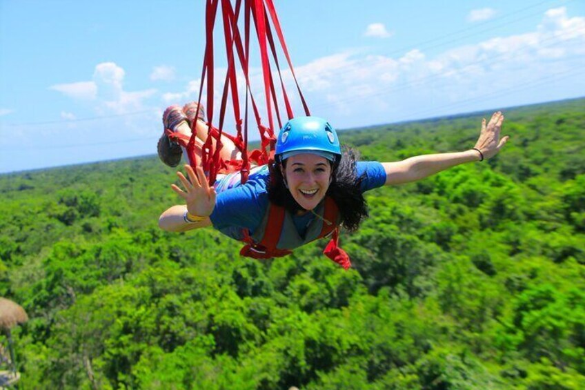 Put on your cape to zip-line like Superman did