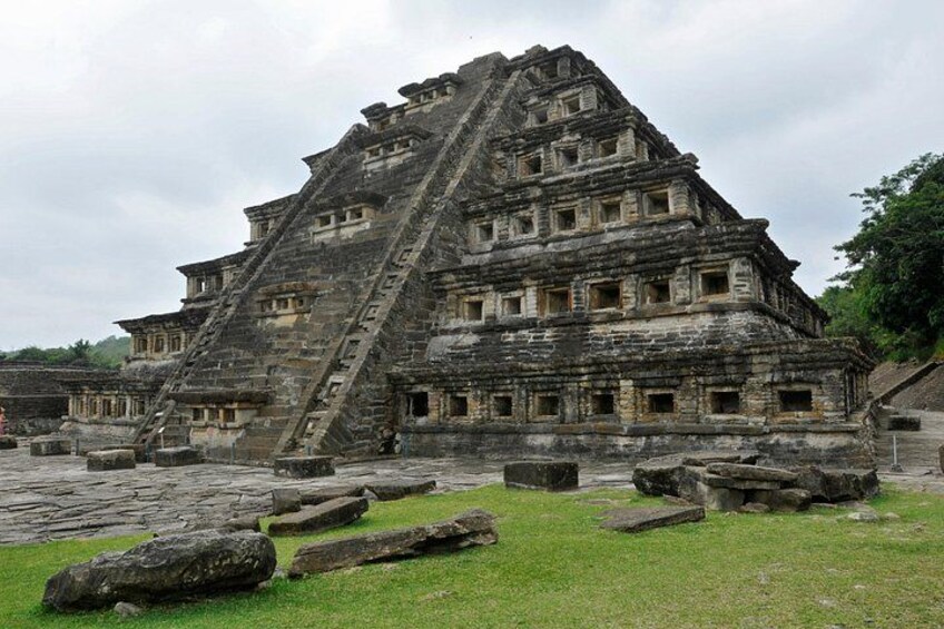 A large pyramid-like structure with multiple levels and staircases. 3