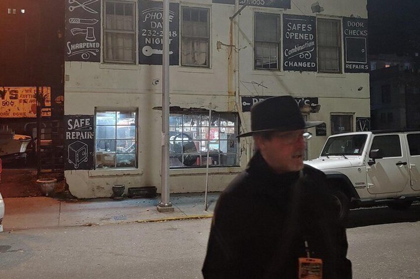 "Mr. Gene" Savannah Ghostwalker Tour Guide at one of our secret Haunted sites. 5