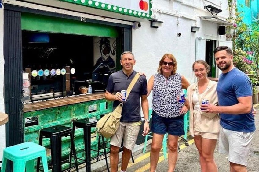Nothing like a nice cold beer while our American & English guests explore the vibrant street of Haji Lane, located in the Malay Quarter of Singapore. 3