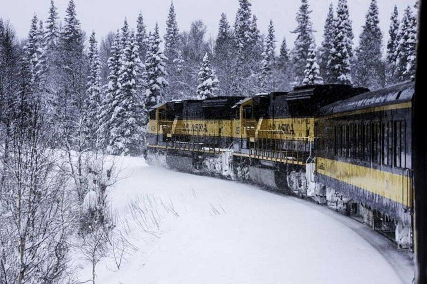 A train in a snowy forest. 3
