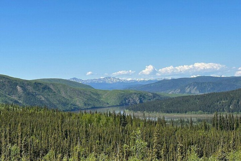 Un paysage montagneux avec de vastes forêts et un lac. 3