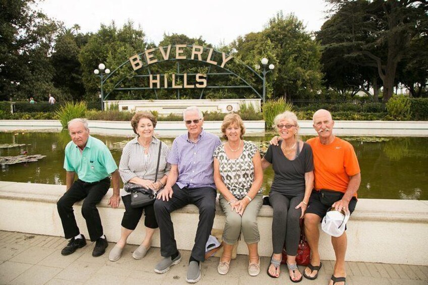 Beautiful Beverly Hills fountain right outside our stop at Rodeo Drive