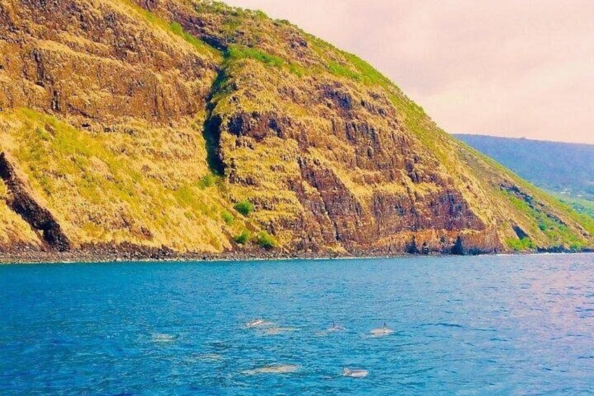 A coastal landscape with cliffs and a body of water. 2