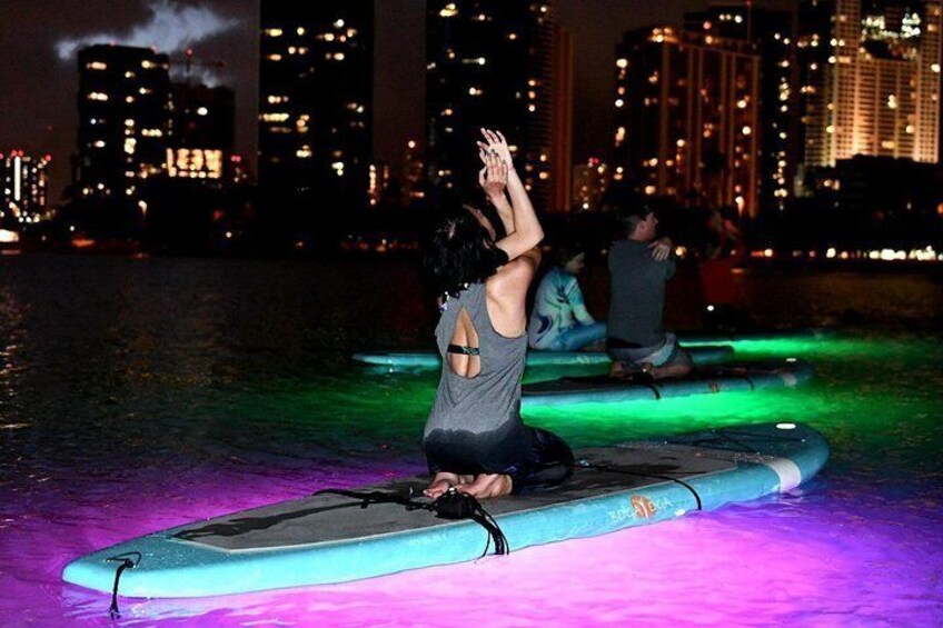 Night SUP Yoga in Honolulu, Hawaii 4
