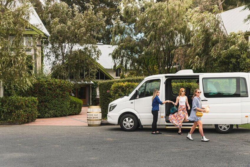 Leaving vehicle at Cloudy Bay cellar door