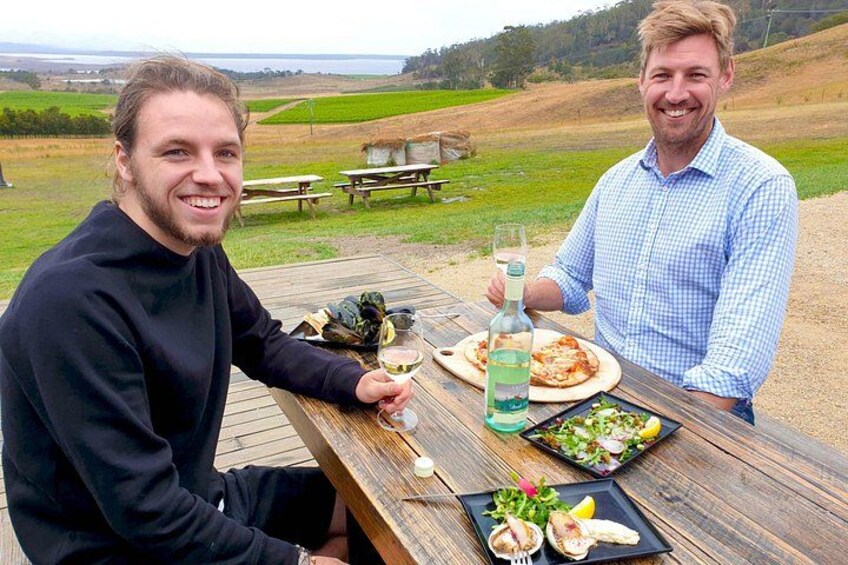 Enjoying a great meal @ Devils Corner Winery 2