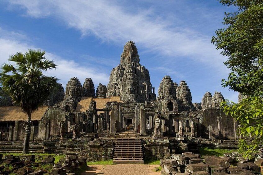 A large, ancient temple complex with multiple towers and intricate stone carvings. 5