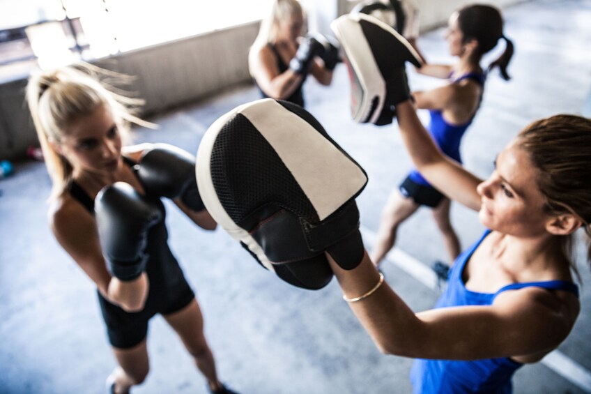 Intensive boxing training with the help of a skilled trainer